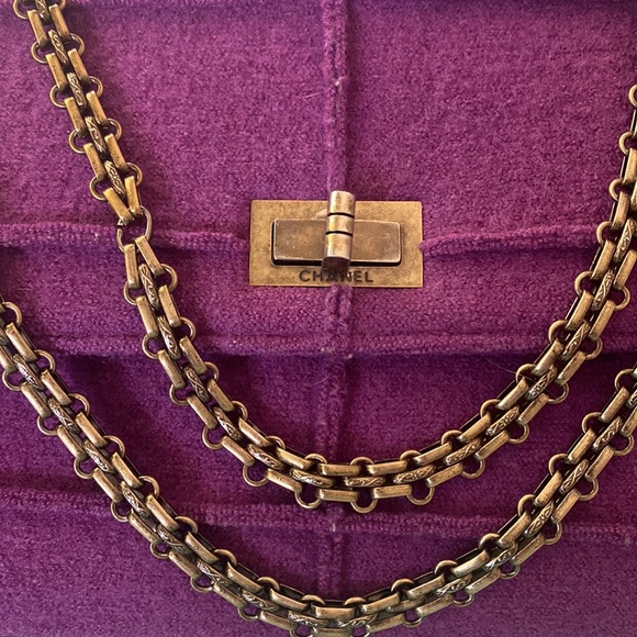 Authentic Chanel Classic flap Paneled Chocolate Bar Wool Jumbo Mademoiselle bag - Picture 13 of 16